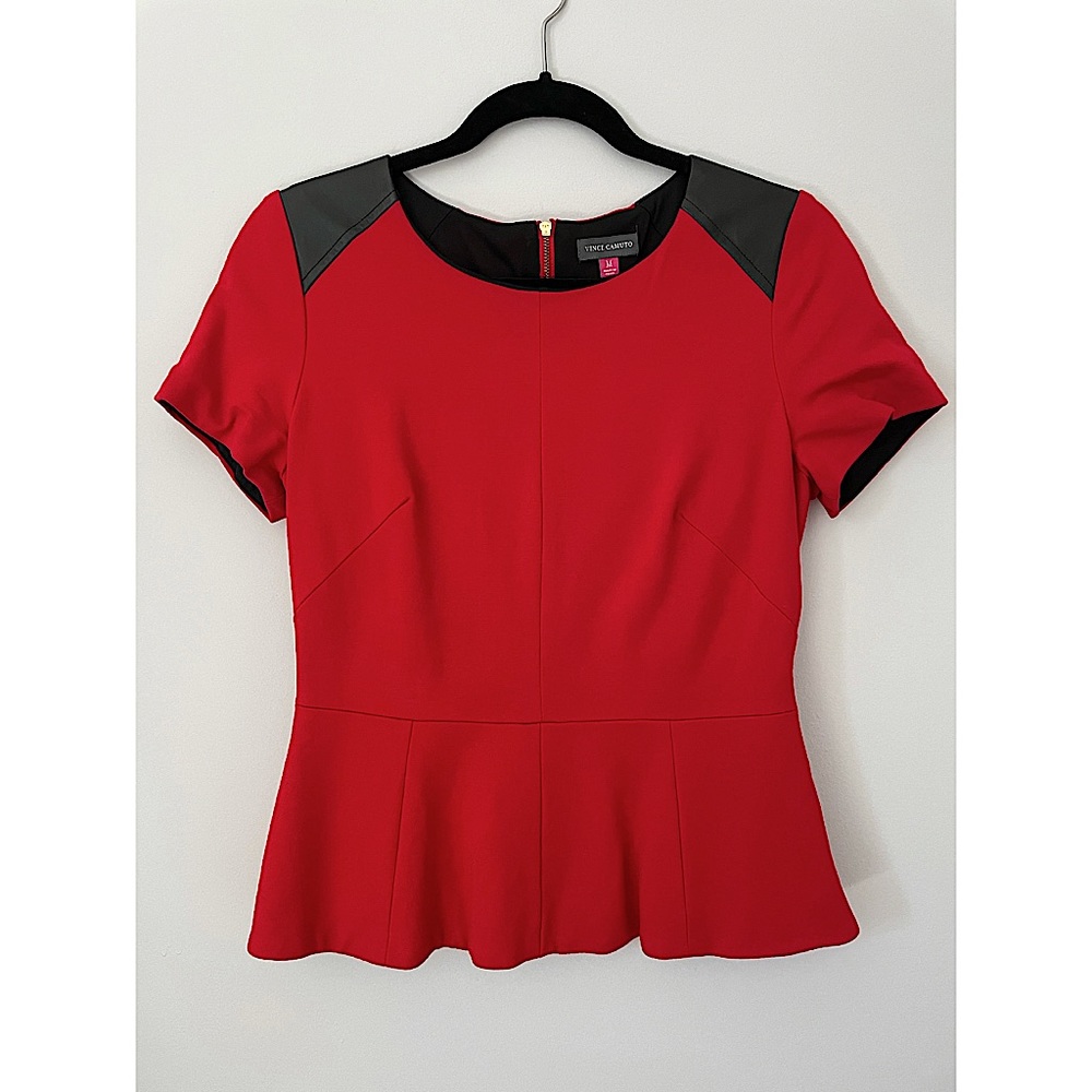 Vince Camuto Red Peplum Top Medium